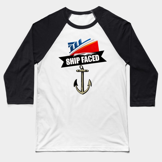 Funny Ship Faced Booze Cruise Boating Nautical Pun Baseball T-Shirt by theperfectpresents